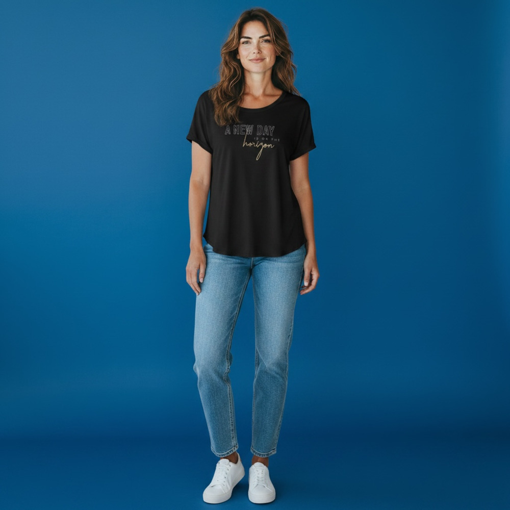 A New Day Black Graphic Short Sleeve T-Shirt